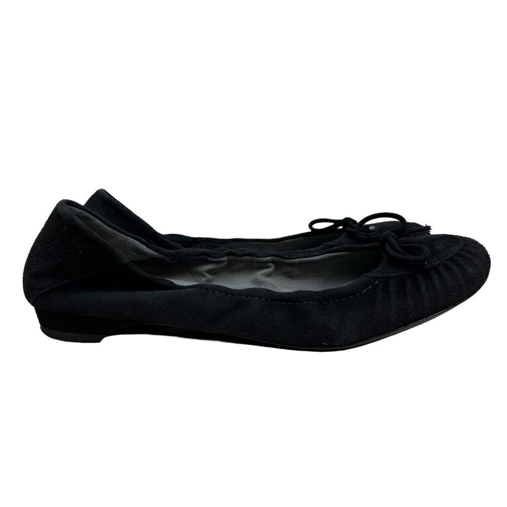 Stuart Weitzman Loafers Shoe Black Suede Slip On Bow Detailing Women Size 8M